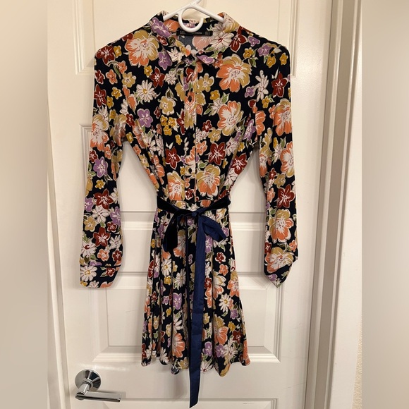 Zara Trafaluc Collection Floral Print Shirtdress with Belt, Women’s Size Medium - Picture 3 of 3